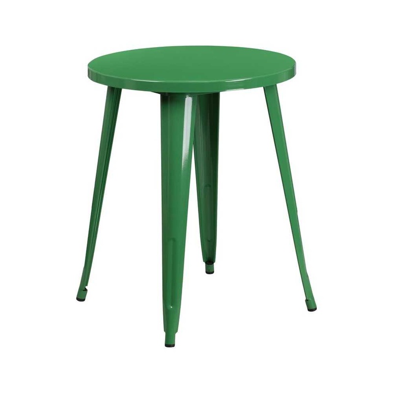 Commercial Grade 24″ Round Green Metal Indoor-Outdoor Table
