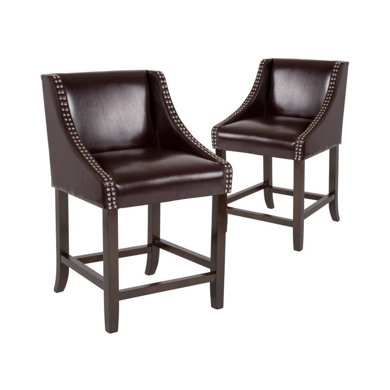 Flash Furniture Carmel 24″ Brown LeatherSoft Stool 2-CH-182020-24-BN-GG