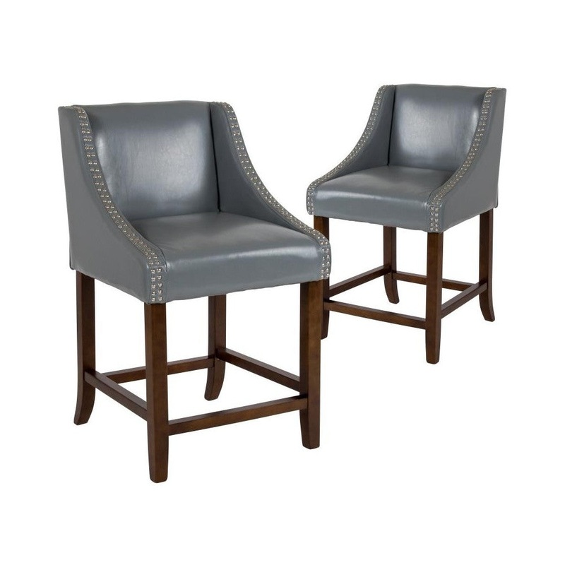 Flash Furniture Carmel 24″ Gray LeatherSoft Stool 2-CH-182020-24-LTGY-GG