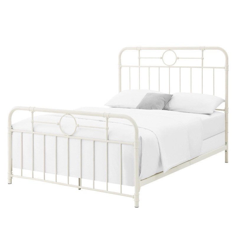 Antiqua Metal Pipe Queen Size Bed – Antique White