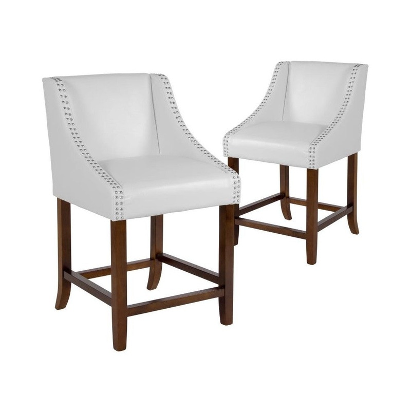 Flash Furniture Carmel 24″ White LeatherSoft Stool 2-CH-182020-24-WH-GG