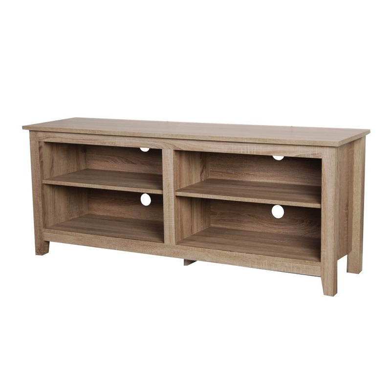 58″ Simple Wood TV Stand – Driftwood
