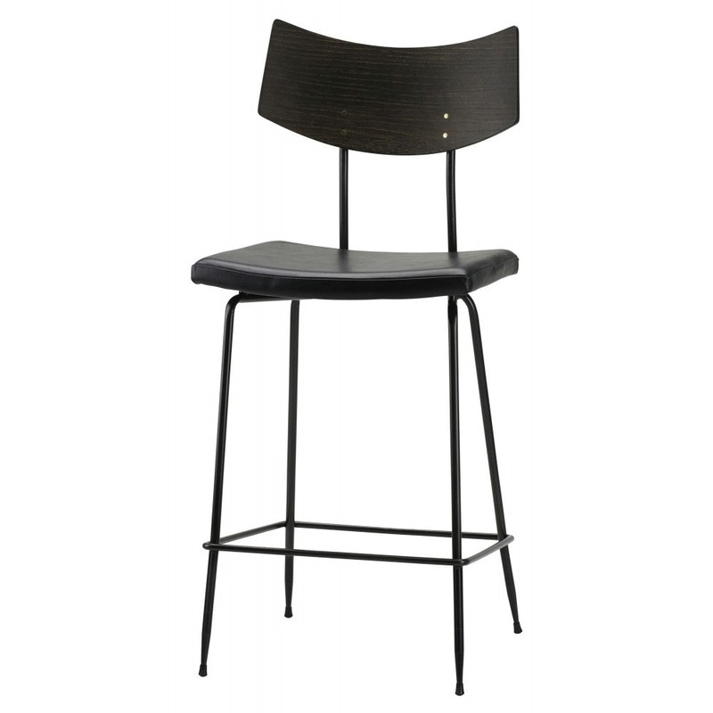 Soli Black Leather Counter Stool