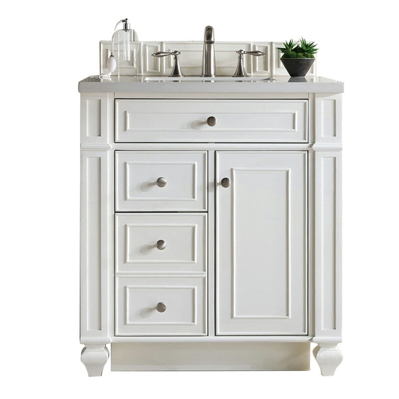 Bristol 30″ Single Vanity Bright White w/ 3 CM Eternal Jasmine Pearl Quartz Top
