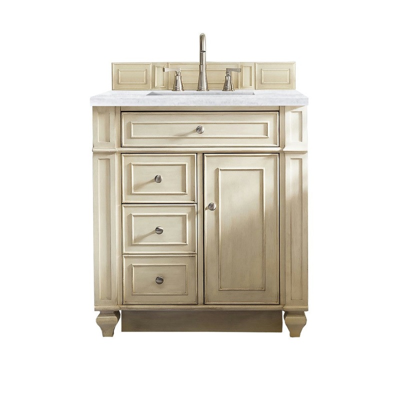 Bristol 30″ Single Vanity Vintage Vanilla w/ 3 CM Arctic Fall Solid Surface Top