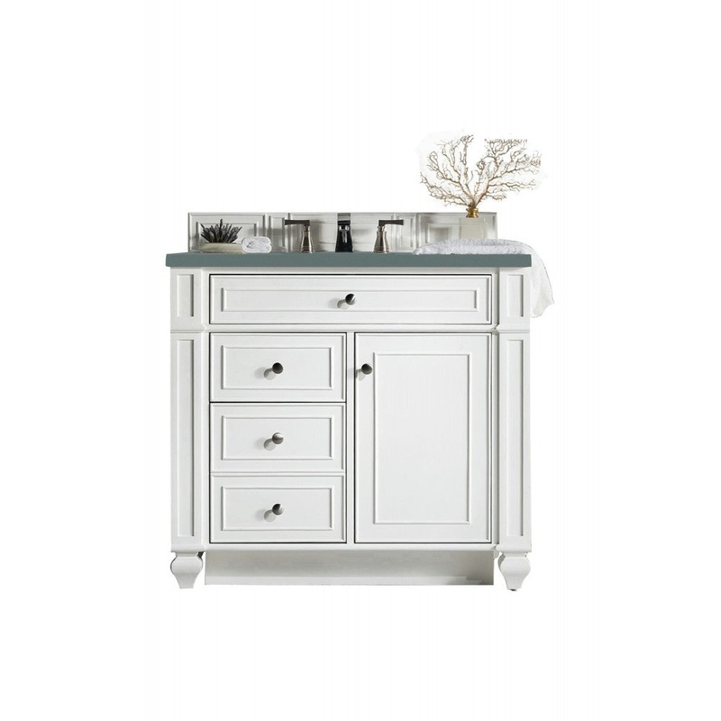 Bristol 36″ Single Vanity, Bright White, w/ 3 CM Cala Blue Quartz Top