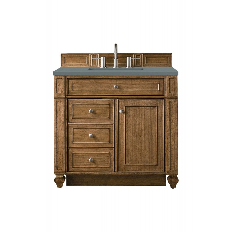 Bristol 36″ Single Vanity, Saddle Brown, w/ 3 CM Cala Blue Quartz Top