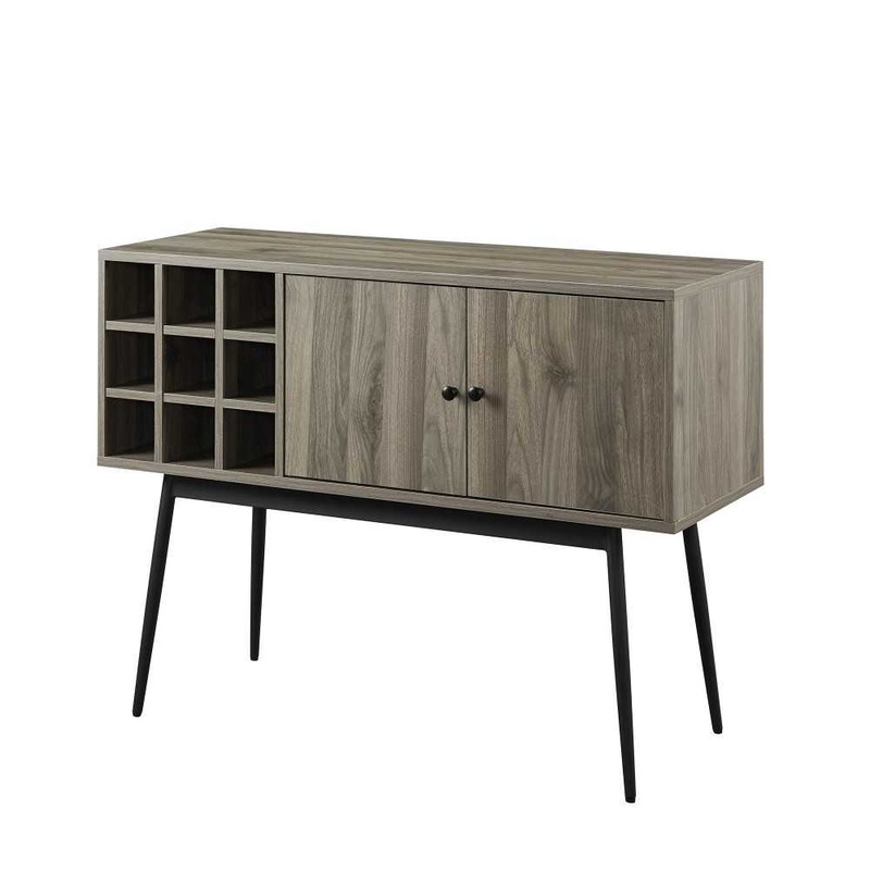 Archer 42″ 2 Door Bar Cabinet with Bottle Storage – Slate Gray