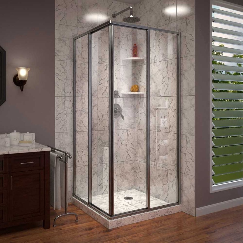 DreamLine Cornerview 40 1/2×40 1/2×72 Framed Sliding Shower Enclosure in Brushed Nickel