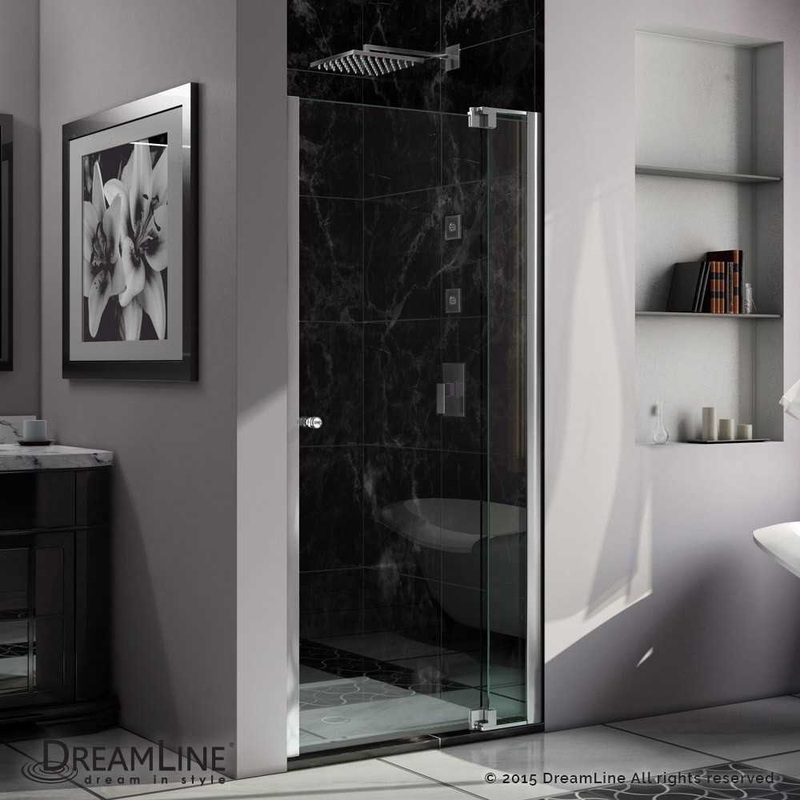 Allure 36-37 in. W x 73 in. H Frameless Pivot Shower Door in Chrome