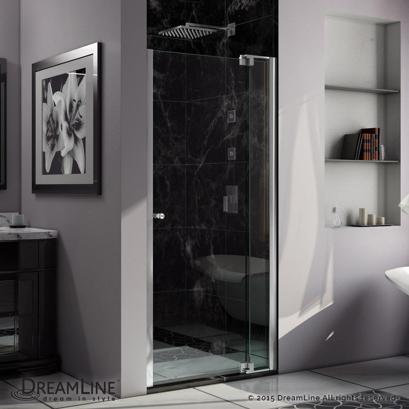Allure 39-40 in. W x 73 in. H Frameless Pivot Shower Door in Chrome