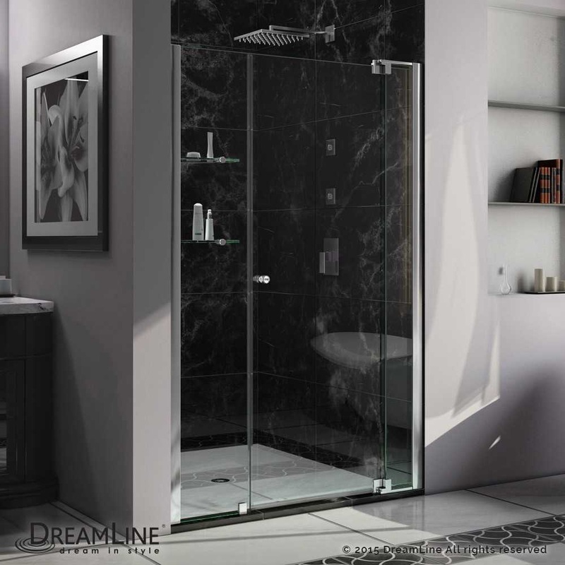 Allure 42-43 in. W x 73 in. H Frameless Pivot Shower Door in Chrome