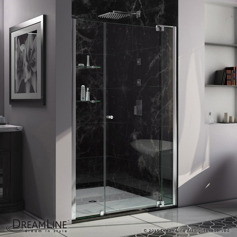 Allure 43-44 in. W x 73 in. H Frameless Pivot Shower Door in Chrome