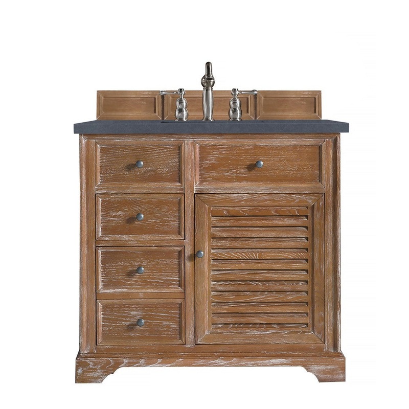 Savannah 36″ Single Vanity, Driftwood, w/ 3 CM Charcoal Soapstone Quartz Top