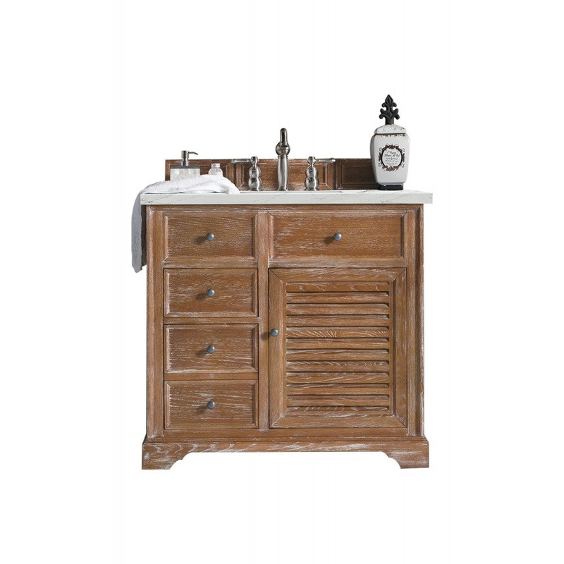 Savannah 36″ Single Vanity, Driftwood, w/ 3 CM Ethereal Noctis Quartz Top