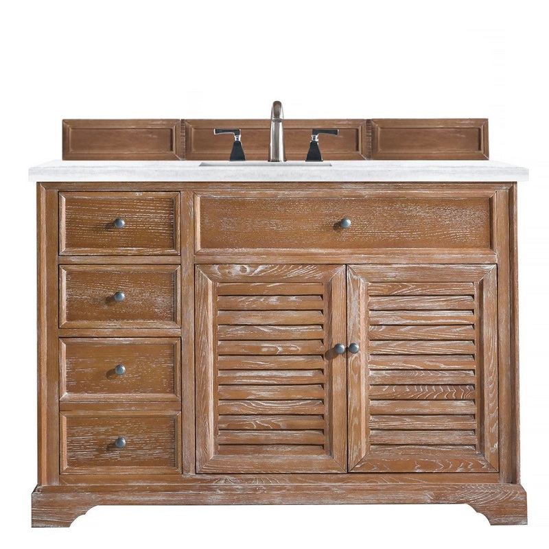 Savannah 48″ Driftwood Single Vanity w/ 3 CM Arctic Fall Solid Surface Top