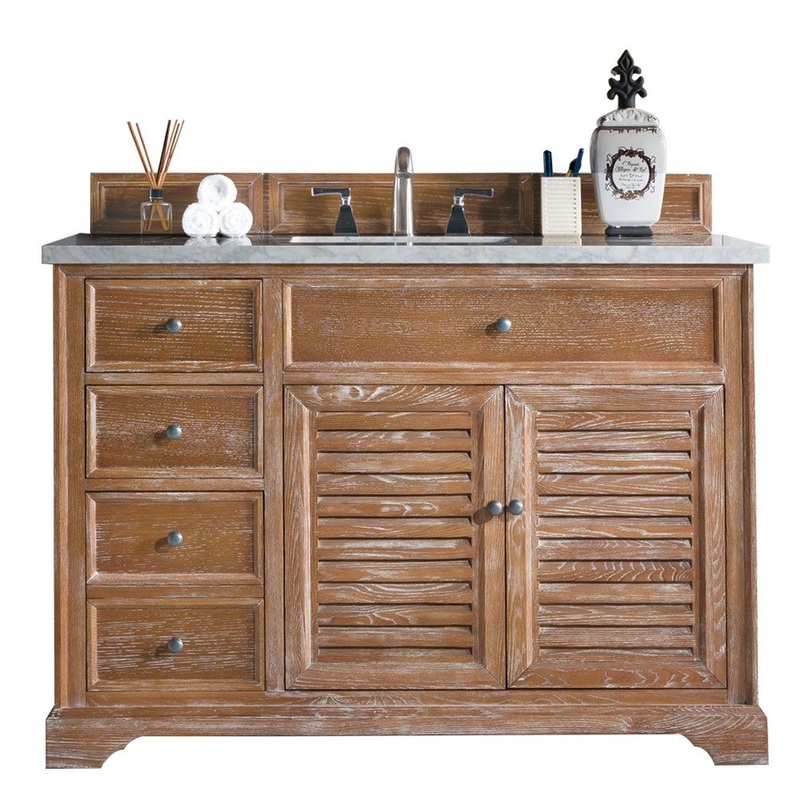 Savannah 48″ Driftwood Single Vanity w/ 3 CM Carrara Marble Top