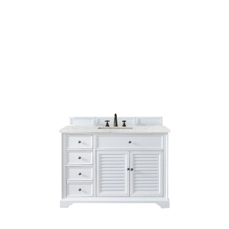 Savannah 48″ Single Vanity Bright White w/ 3 CM Eternal Jasmine Pearl Quartz Top