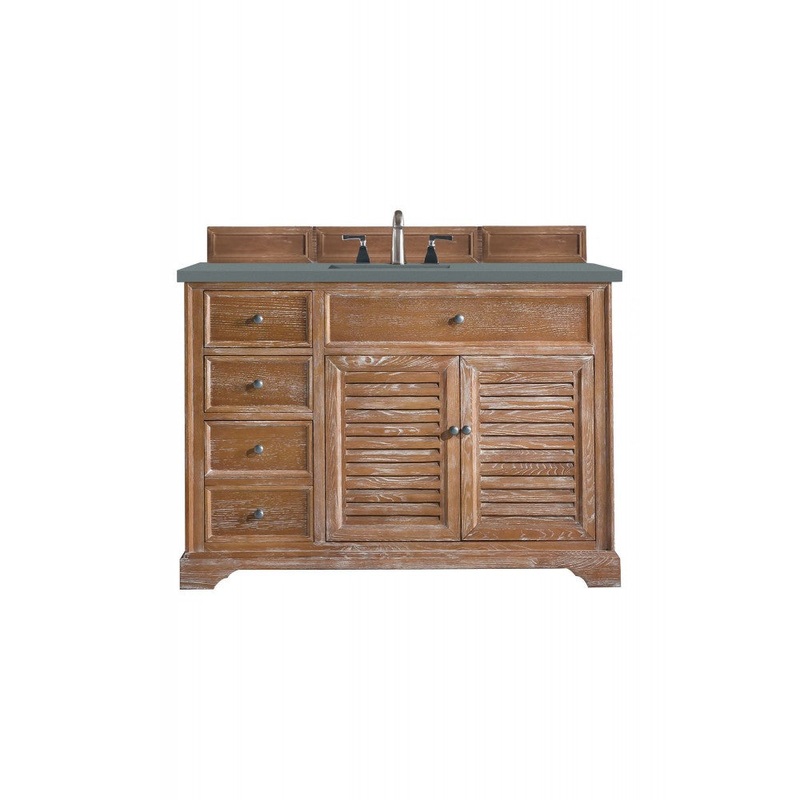 Savannah 48″ Single Vanity Cabinet, Driftwood, w/ 3 CM Cala Blue Quartz Top