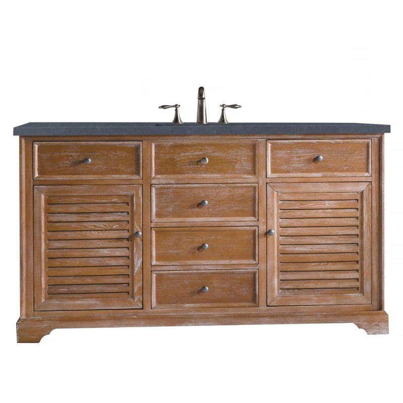 Savannah 60″ Single Vanity, Driftwood, w/ 3 CM Charcoal Soapstone Quartz Top