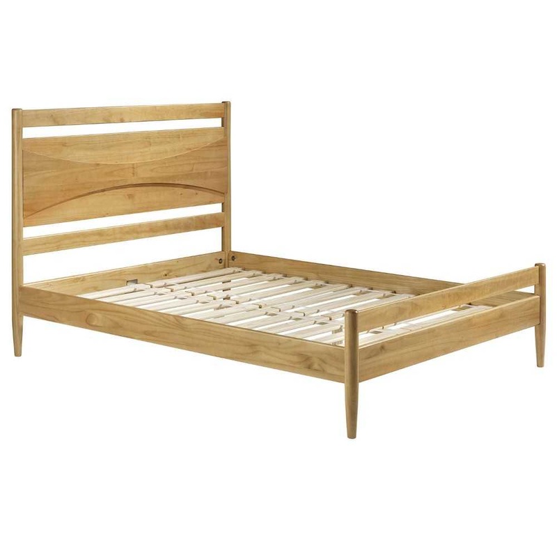 Atticus Beveled Headboard Solid Wood Queen Bed – Light Oak