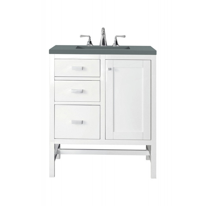 Addison 30″ Single Vanity Cabinet, Glossy White, w/ 3 CM Cala Blue Top