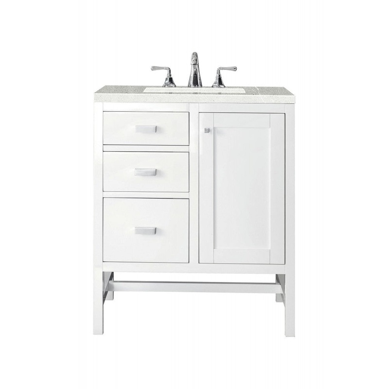 Addison 30″ Single Vanity Cabinet, Glossy White, w/ 3 CM Eternal Serena Top