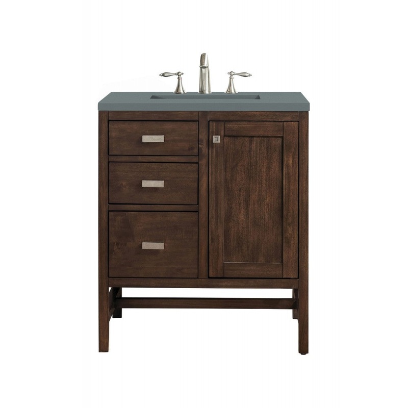 Addison 30″ Single Vanity, Mid Century Acacia, w/ 3 CM Cala Blue Quartz Top