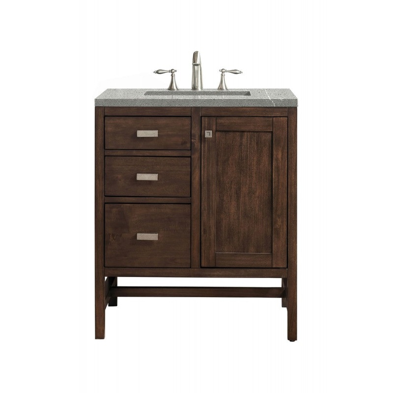 Addison 30″ Single Vanity, Mid Century Acacia, w/ 3 CM Eternal Serena Quartz Top