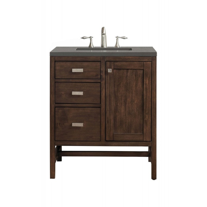 Addison 30″ Single Vanity, Mid Century Acacia, w/ 3 CM Gray Expo Quartz Top