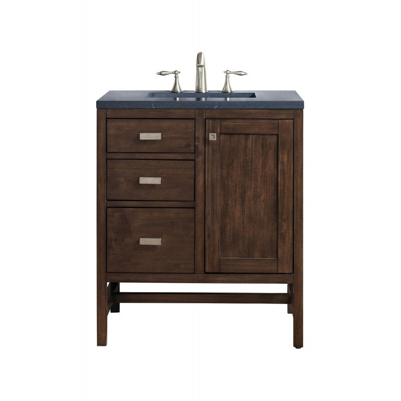 Addison 30″ Single Vanity Mid Century Acacia w/3 CM Soapstone Quartz Top