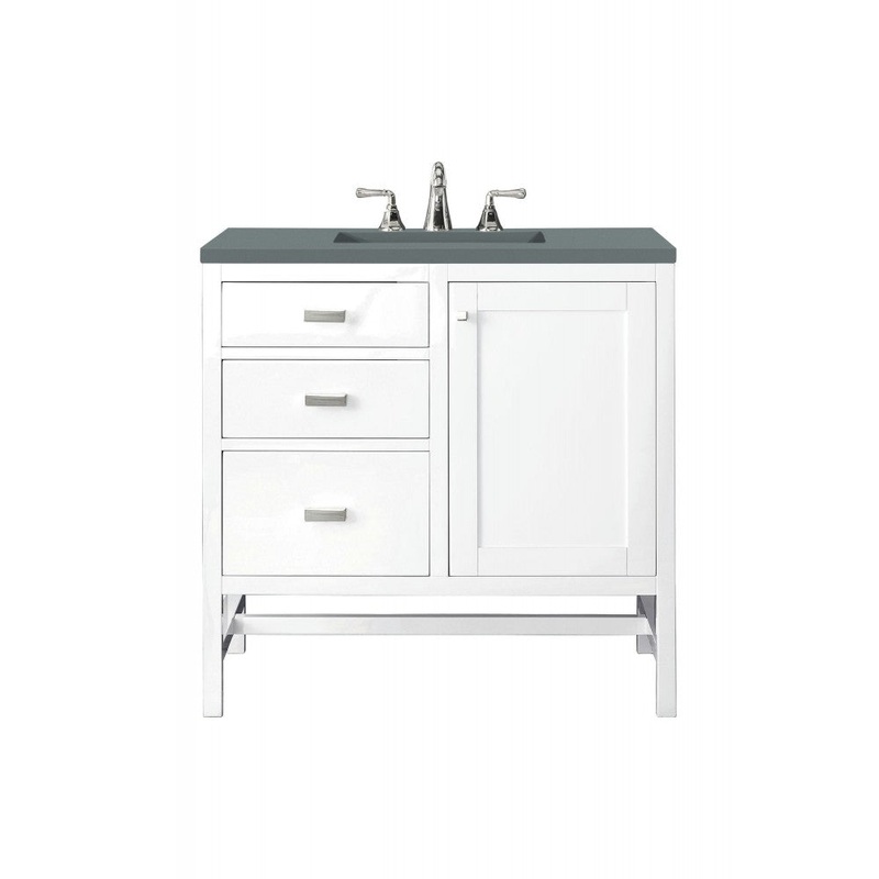 Addison 36″ Single Vanity Cabinet, Glossy White, w/ 3 CM Cala Blue Top