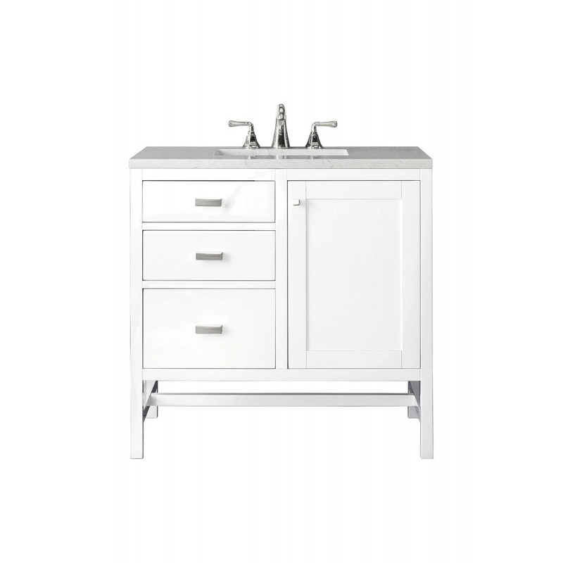 Addison 36″ Single Vanity Glossy White w/ 3 CM Eternal Jasmine Pearl Quartz Top
