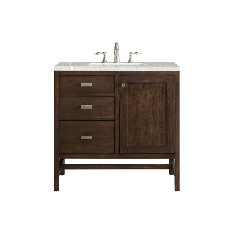 Addison 36″ Single Vanity, Mid Century Acacia, w/ 3 CM Eternal Serena Quartz Top