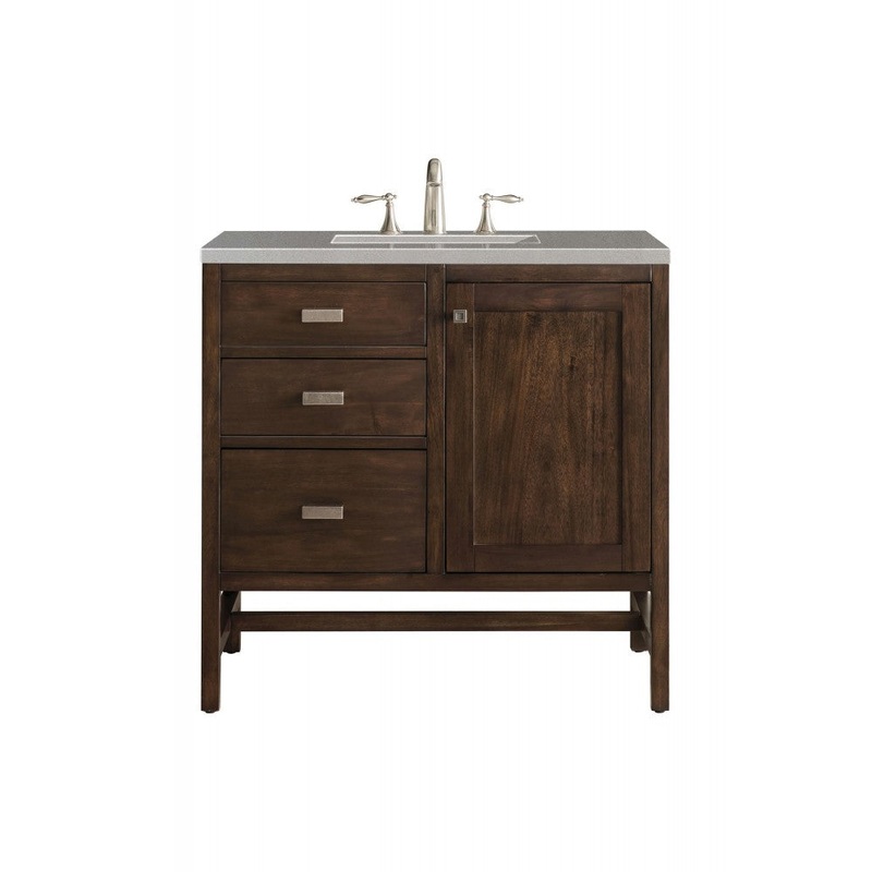 Addison 36″ Single Vanity, Mid Century Acacia, w/ 3 CM Gray Expo Quartz Top