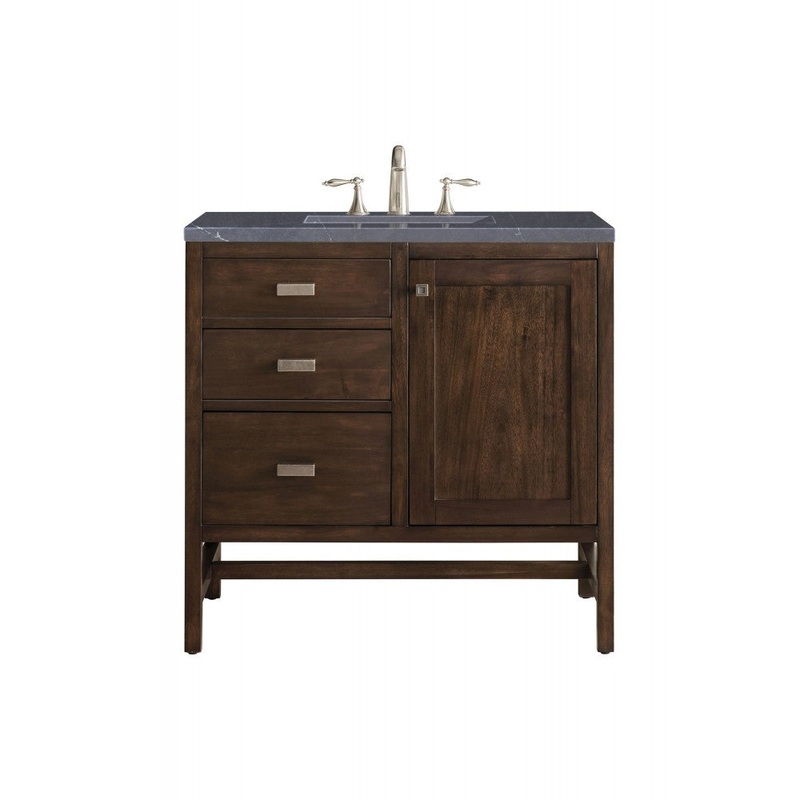 Addison 36″ Single Vanity Mid Century Acacia w/3 CM Soapstone Quartz Top