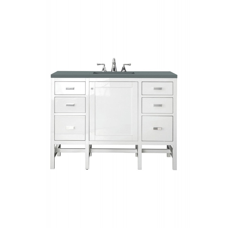 Addison 48″ Single Vanity Cabinet, Glossy White, w/ 3 CM Cala Blue Top