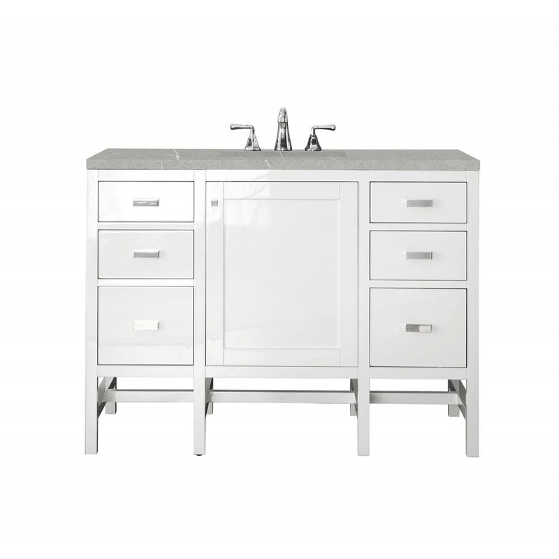 Addison 48″ Single Vanity Cabinet, Glossy White, w/ 3 CM Eternal Serena Top