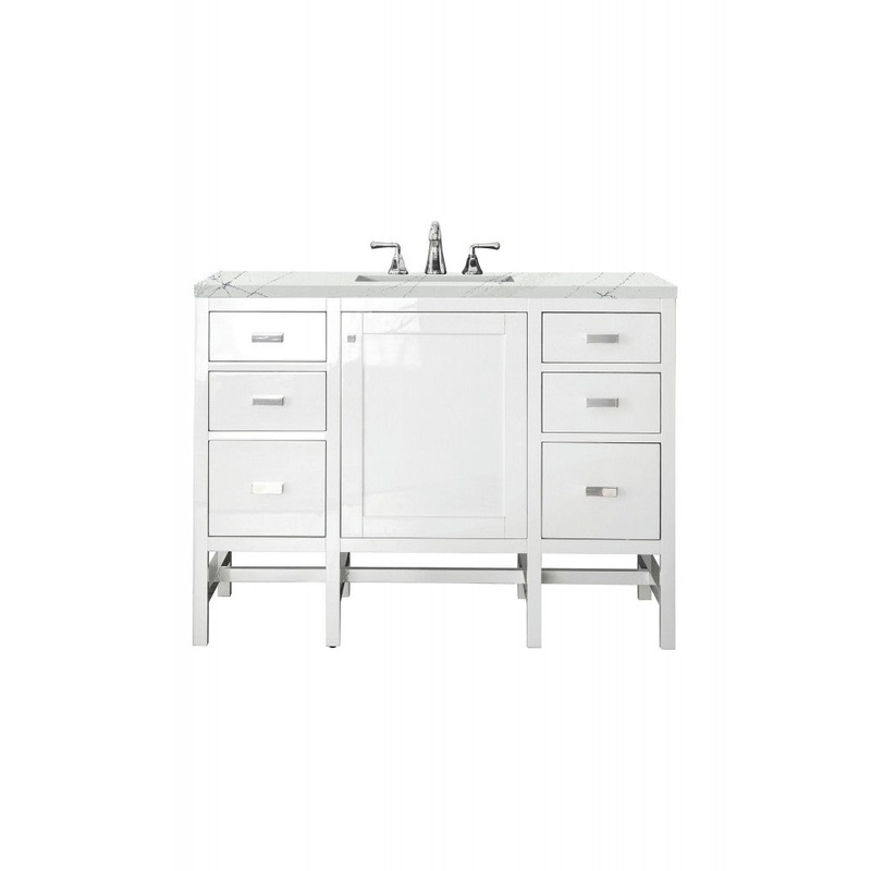 Addison 48″ Single Vanity Cabinet, Glossy White, w/ 3 CM Ethereal Noctis Top