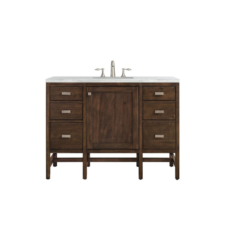 Addison 48″ Single Vanity Mid Century Acacia w/3 CM Arctic Fall Surface Top