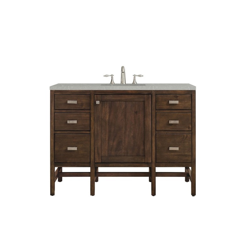 Addison 48″ Single Vanity, Mid Century Acacia, w/ 3 CM Eternal Serena Quartz Top