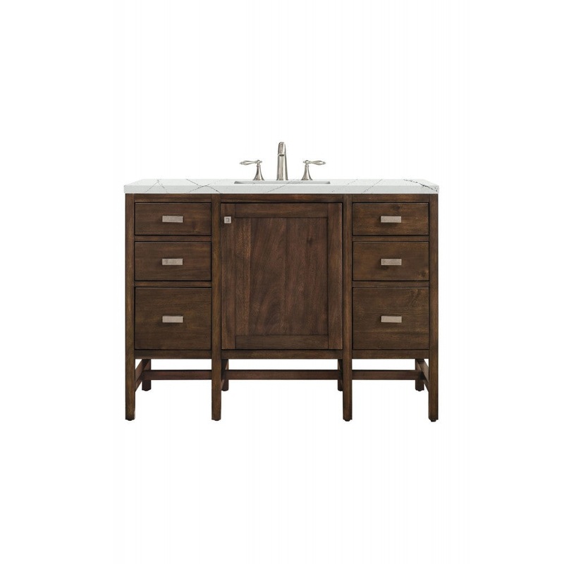 Addison 48″ Single Vanity Mid Century Acacia w/ 3 CM Ethereal Noctis Quartz Top