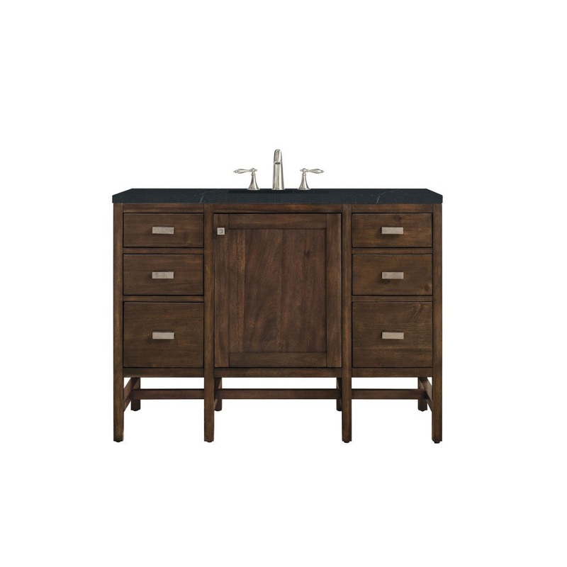 Addison 48″ Single Vanity Mid Century Acacia w/3 CM Soapstone Quartz Top