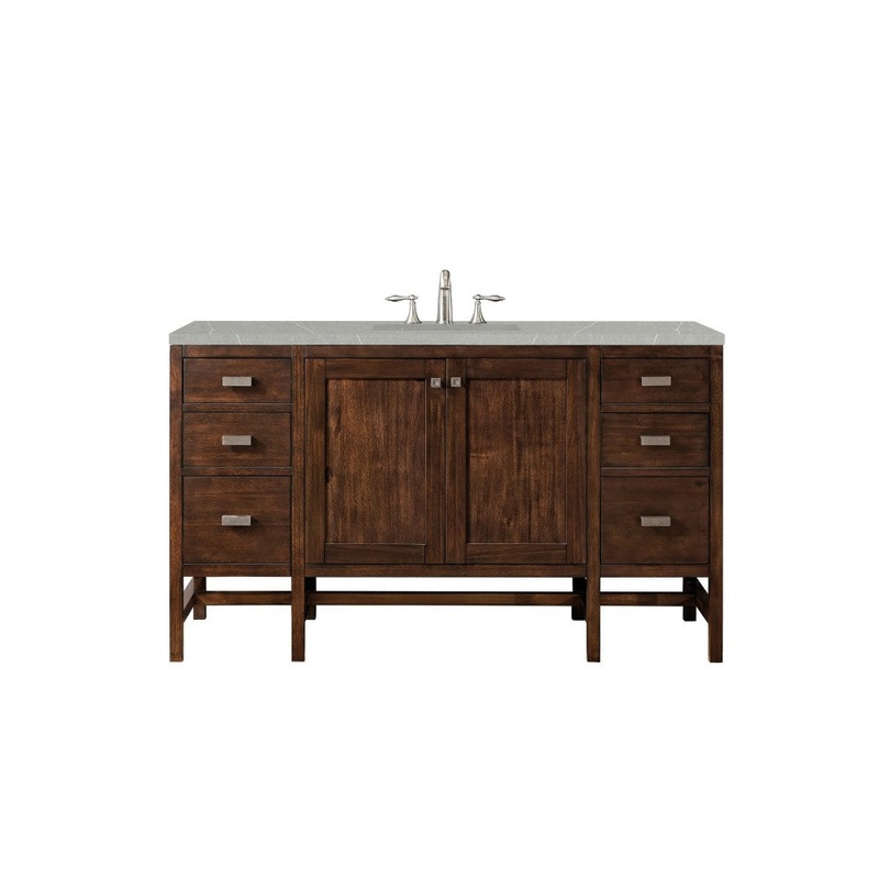 Addison 60″ Single Vanity  Mid Century Acacia w/ 3 CM Eternal Serena Quartz Top
