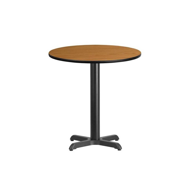 24” Round Natural Laminate Table Top with 22” x 22” Table Height Base