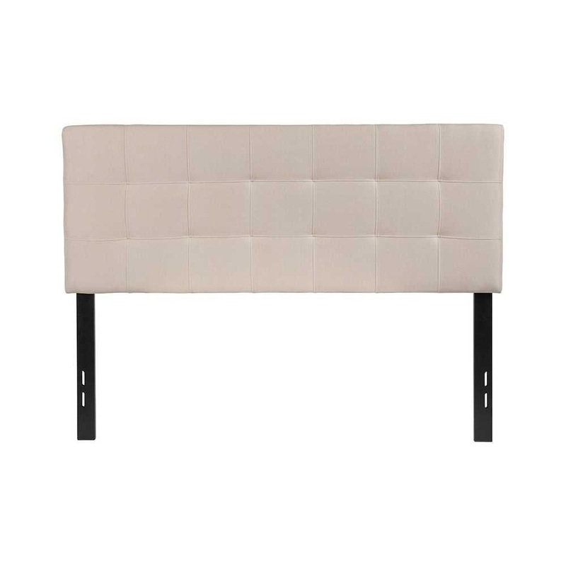 Bedford Tufted Upholstered Full Size Headboard in Beige Fabric