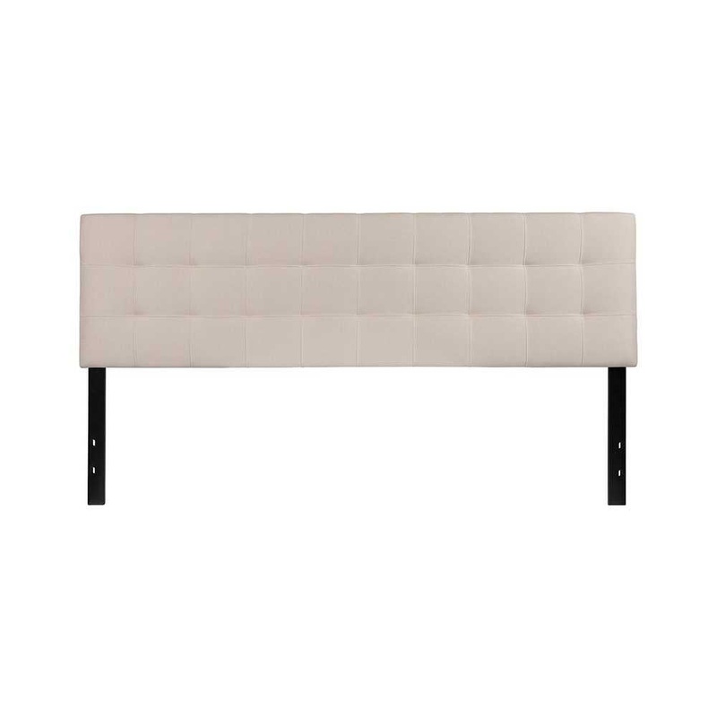 Bedford Tufted Upholstered King Size Headboard in Beige Fabric