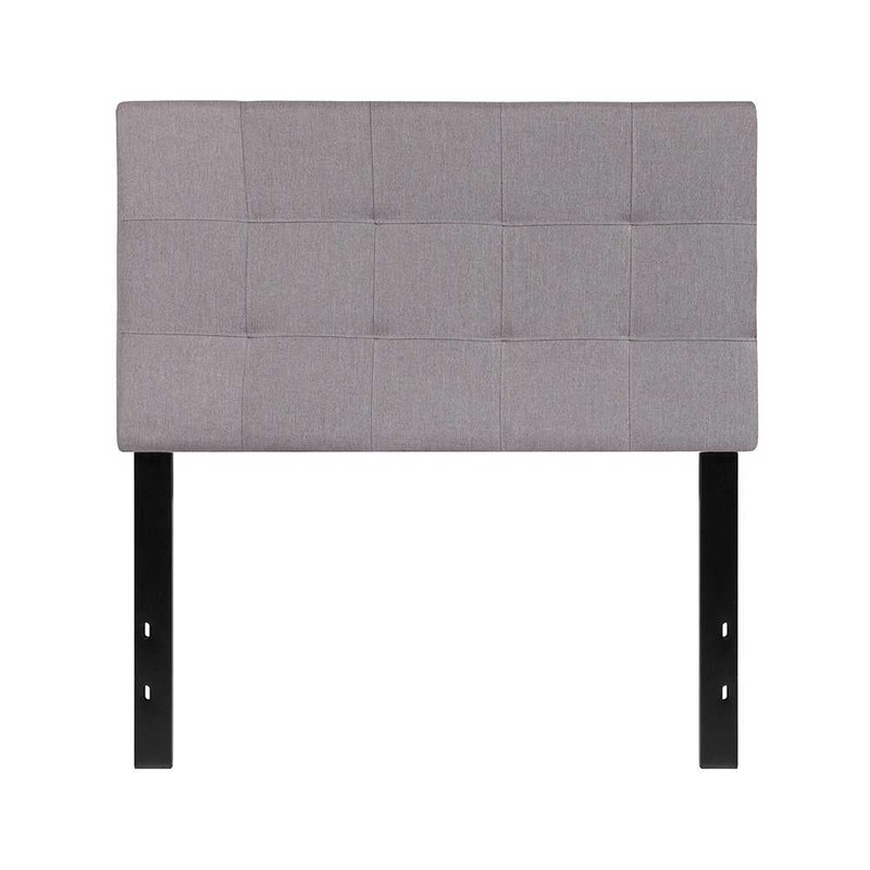 Bedford Tufted Upholstered Twin Size Headboard in Light Gray Fabric