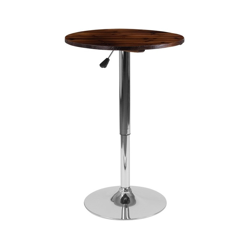 23.5” Round Adjustable Height Rustic Pine Wood Table (Adjustable Range 26.25” – 35.5”)