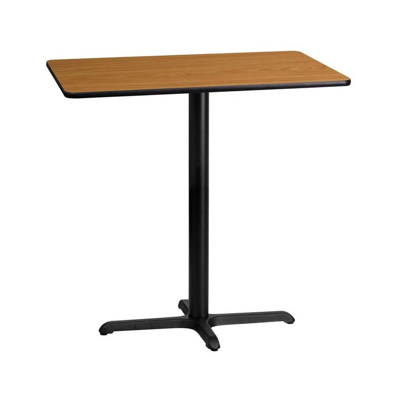 24” x 42” Rectangular Natural Laminate Table Top with 23.5” x 29.5” Bar Height Table Base